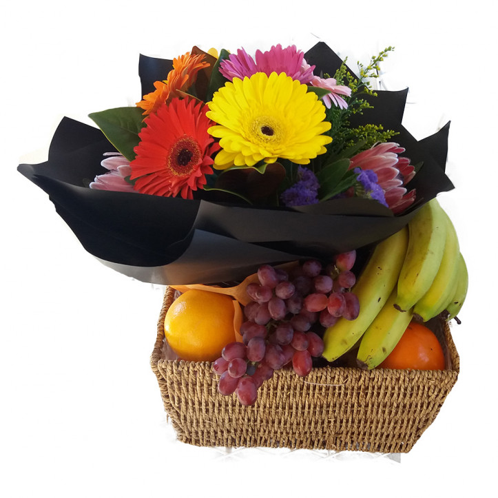 Basket of Flowers and Fruits