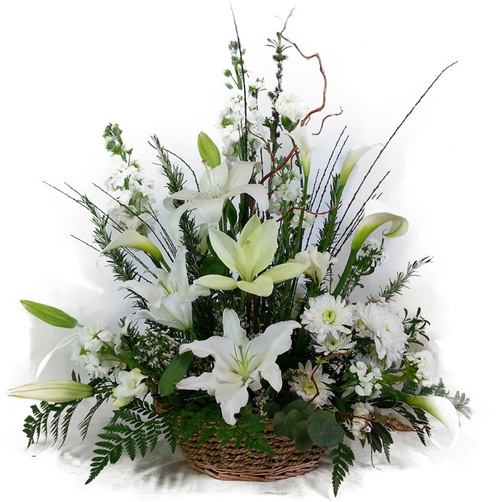 White Lilies Basket 